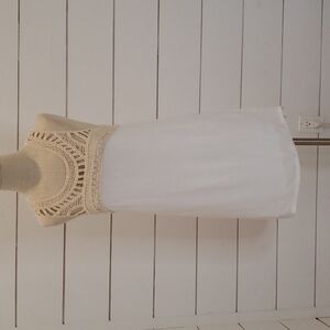 KLOZLYNE large white cotton sundress with crochet neckline